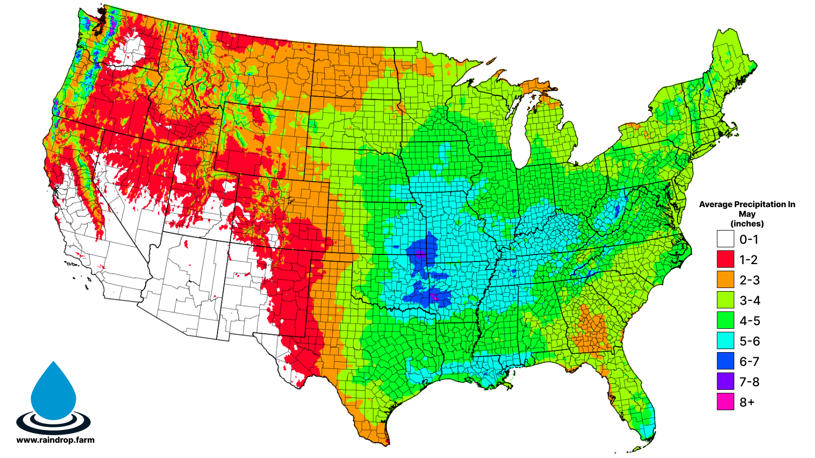 Total Precipitation Averages For May